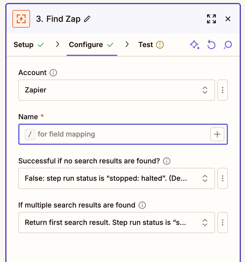 An interface for connecting an account and mapping fields 