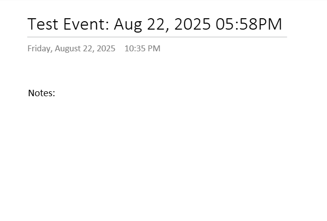 A test OneNote note created from the Zap