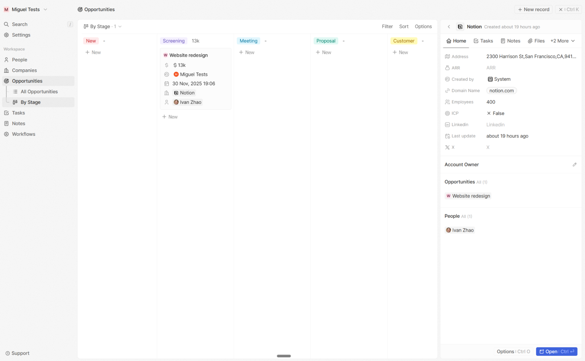 Twenty, our pick for the best open source CRM for self-hosting