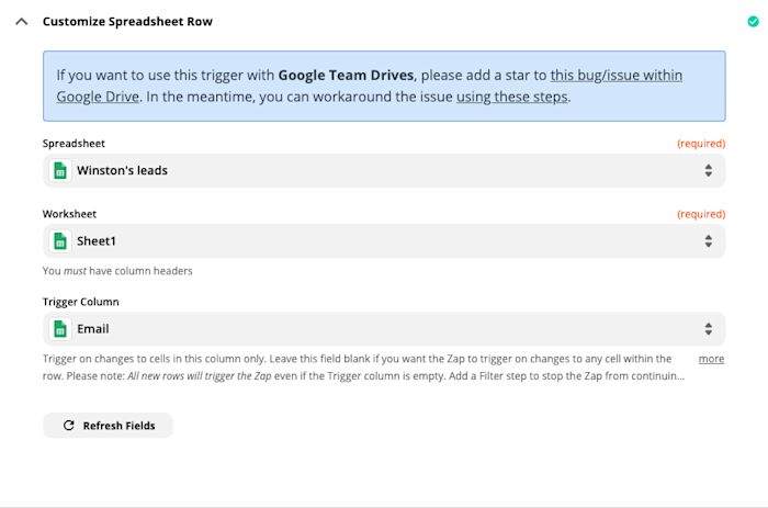 google sheets rows