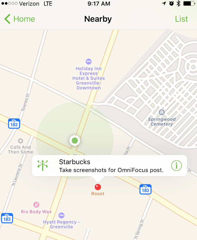 OmniFocus location