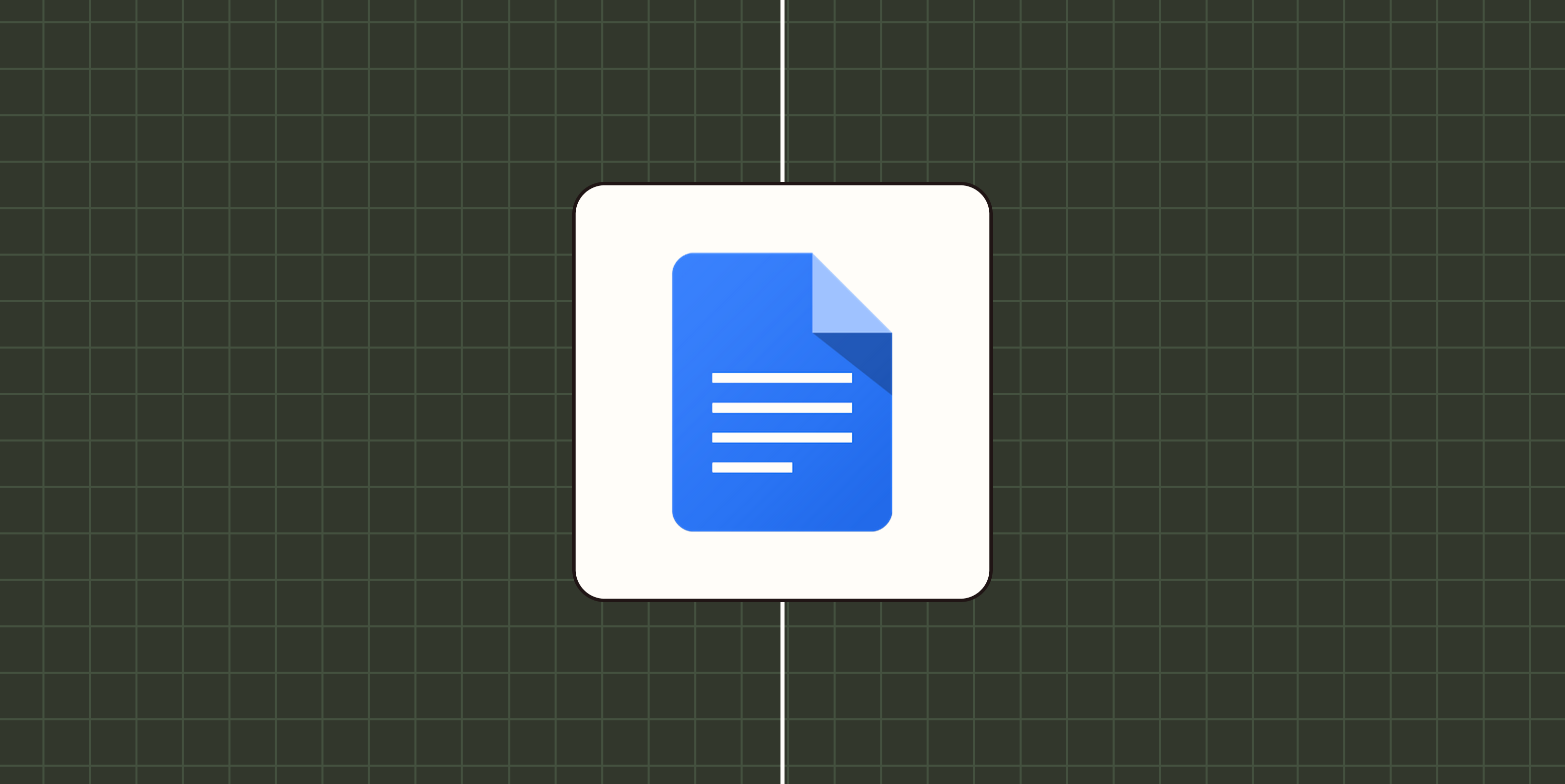 Google Docs app logo against a checkered green background.