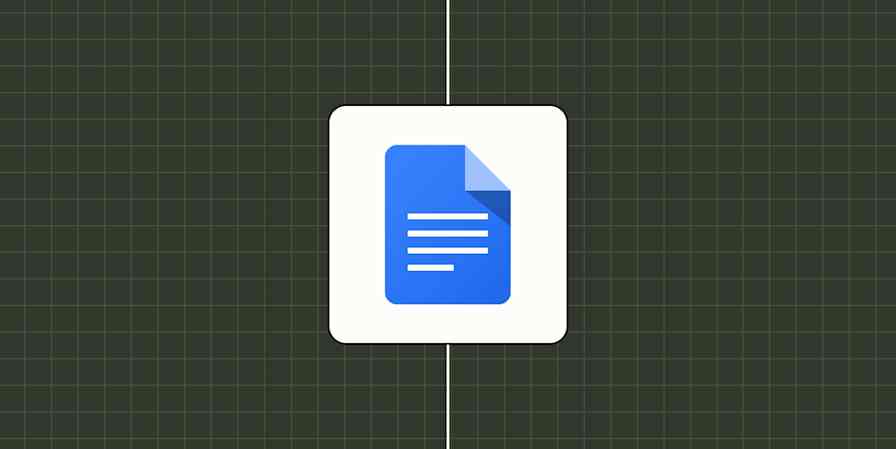 Google Docs app logo against a checkered green background.