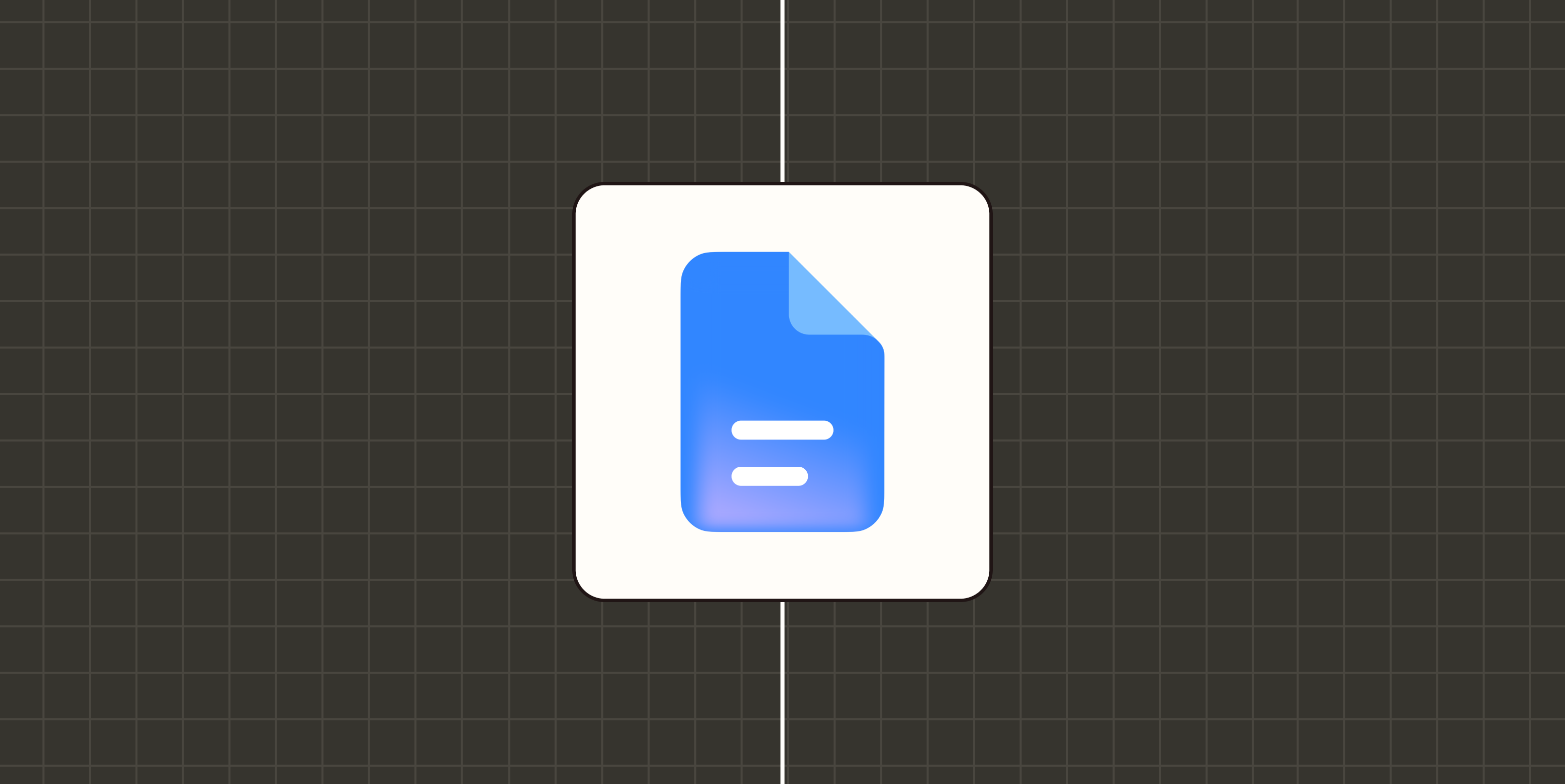 Google Docs app logo against a checkered green background.