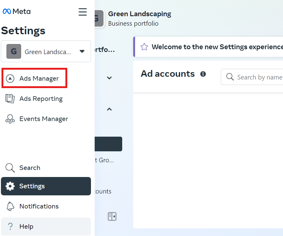 Clicking Open in Ads Manager in Facebook Business Manager