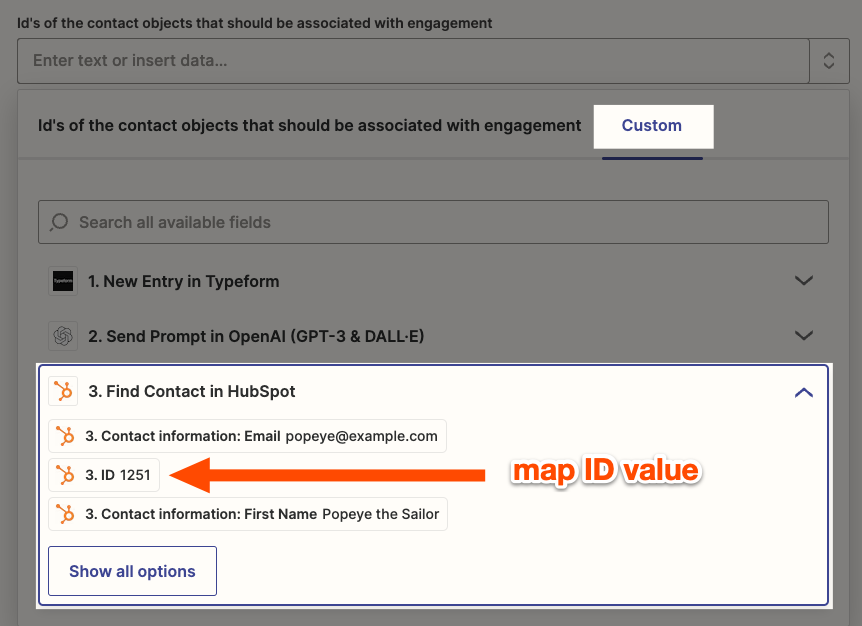 Map the contact ID value. 