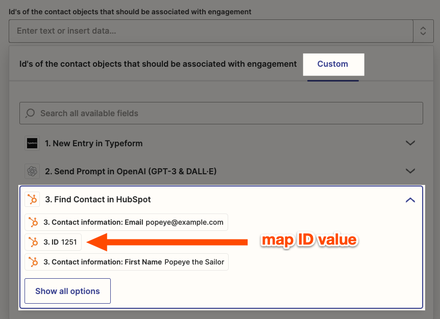 Map the contact ID value.