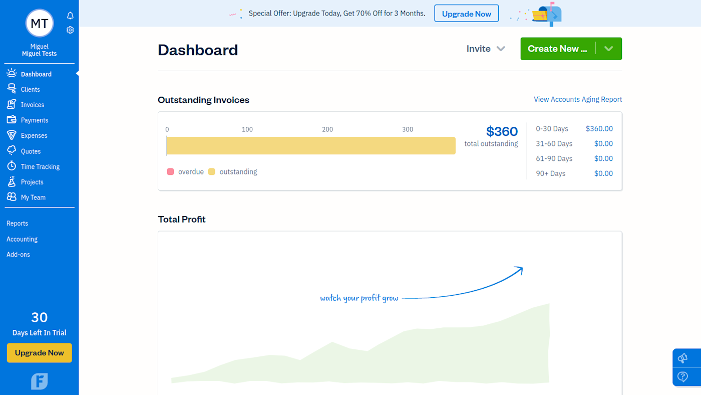 FreshBooks, our pick for the best self-employed accounting software for ease of use