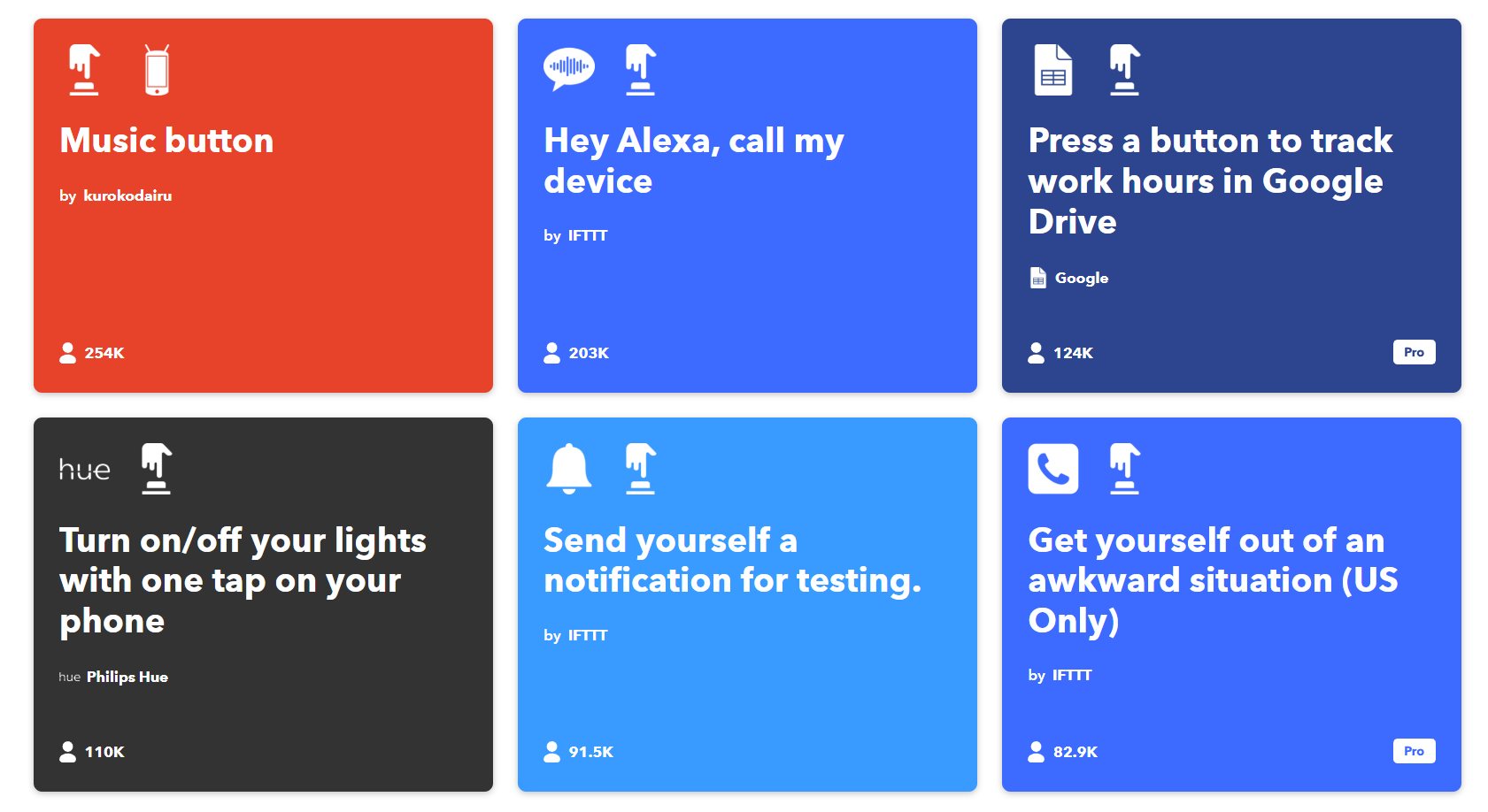 IFTTT mobile buttons