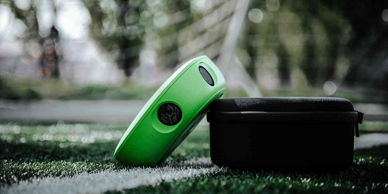 A Veo camera on a soccer field.