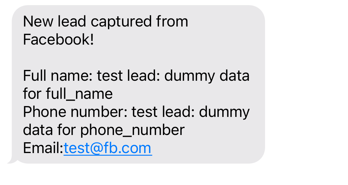 The test text message worked!