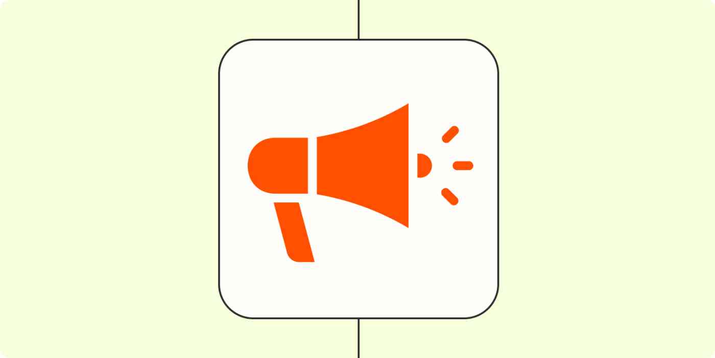 A hero image of an orange megaphone on a light yellow background.