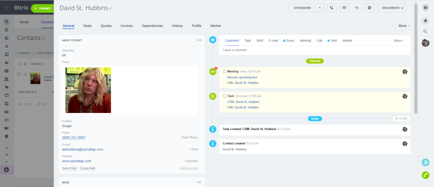 A screenshot of Bitrix24, our pick for the best free CRM software with unlimited users and contacts 