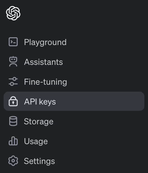 Screenshot of API keys in OpenAI
