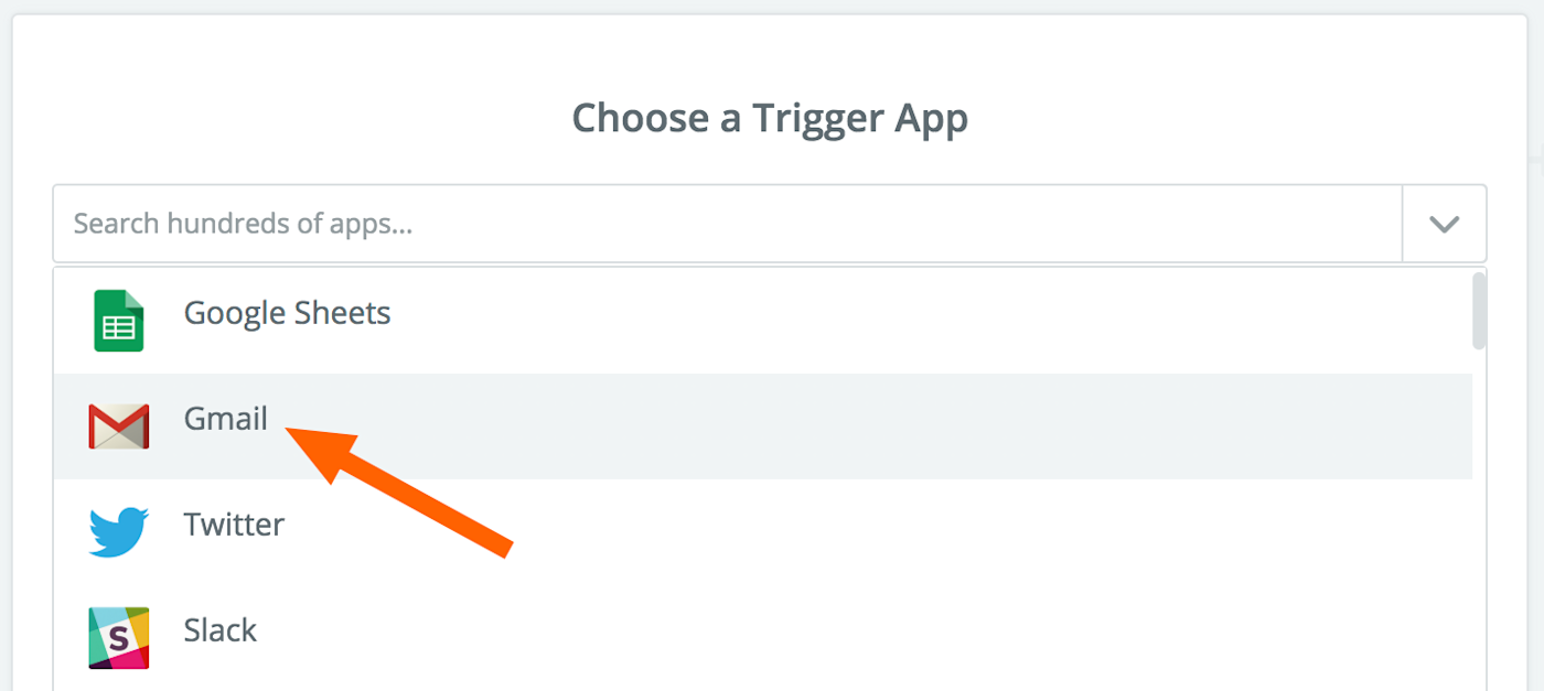 Select Gmail as trigger app