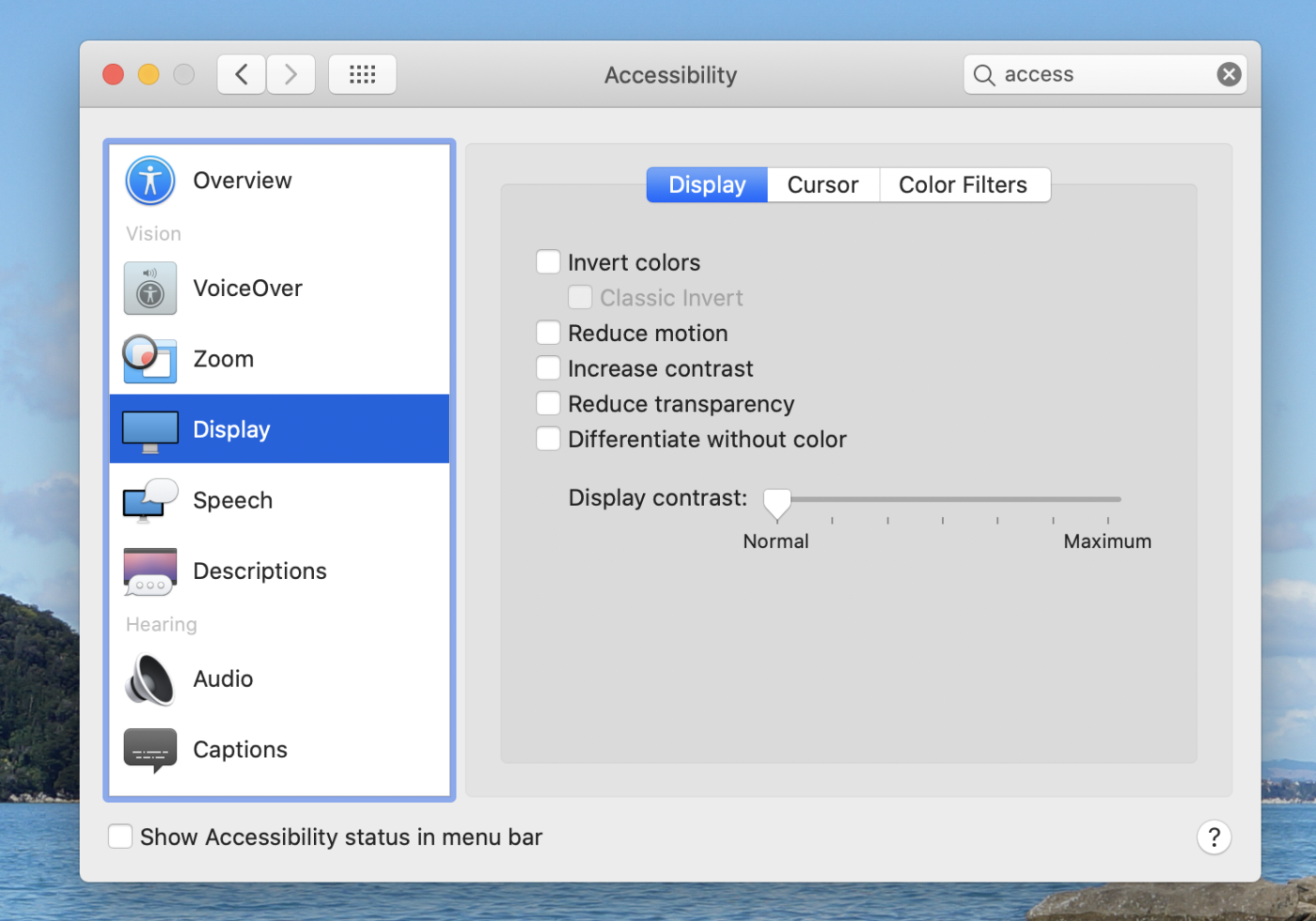 Display settings in macOS