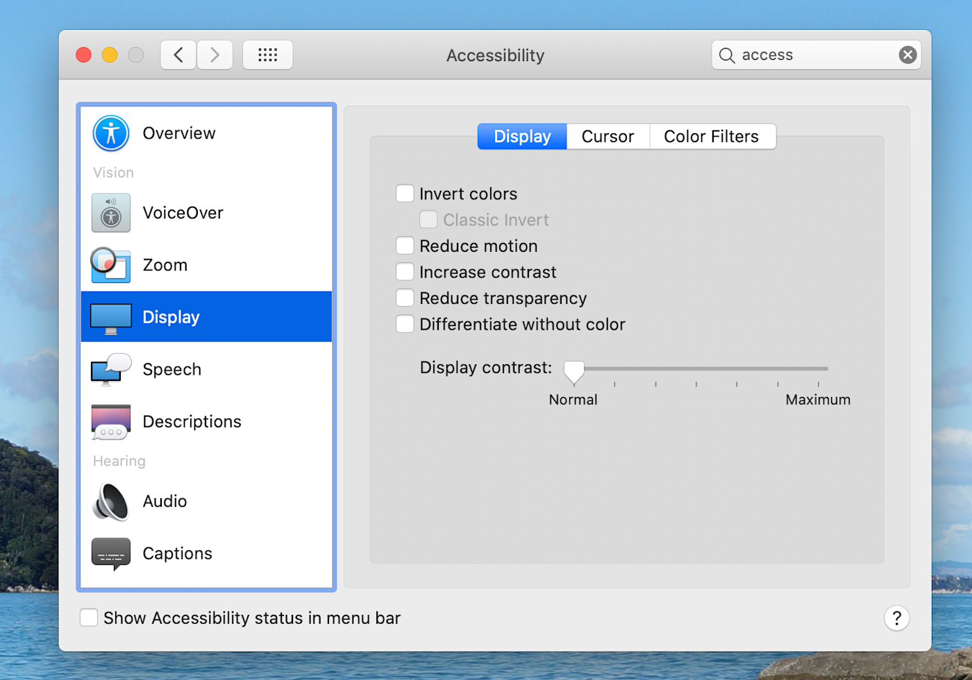 Display settings in macOS