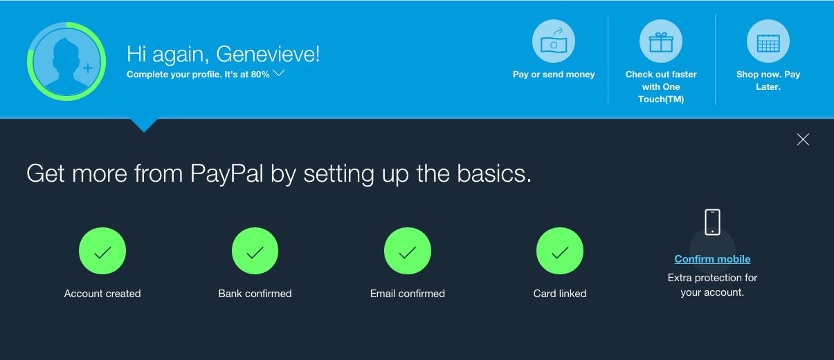 PayPal profile