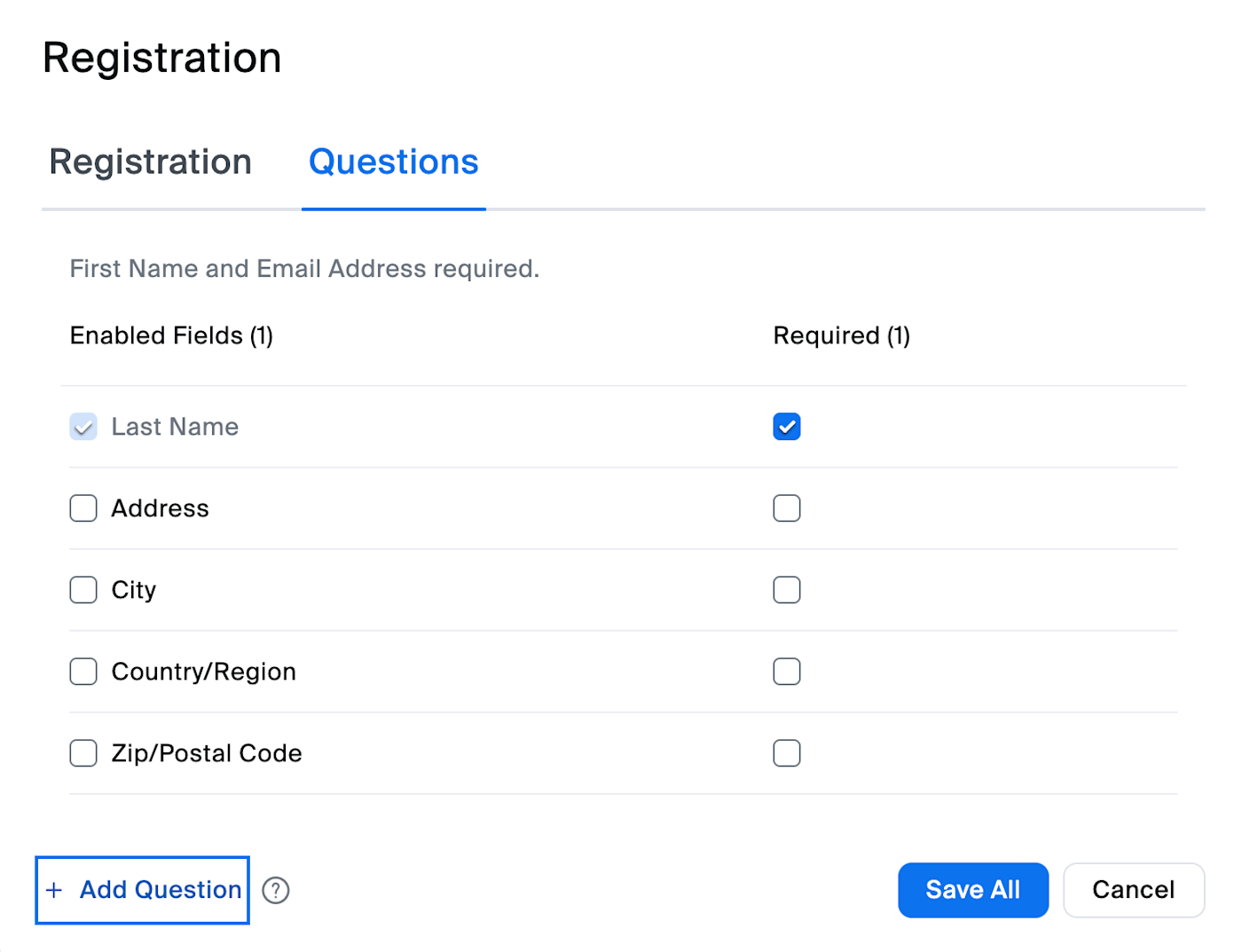 Zoom meeting registration questions. 
