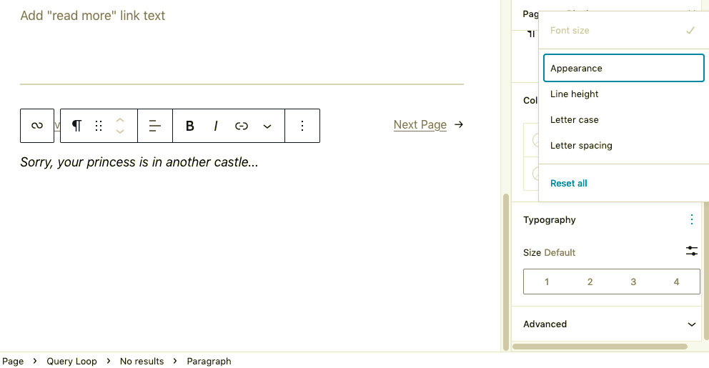 No Results in Query Loop block in WordPress 6.0