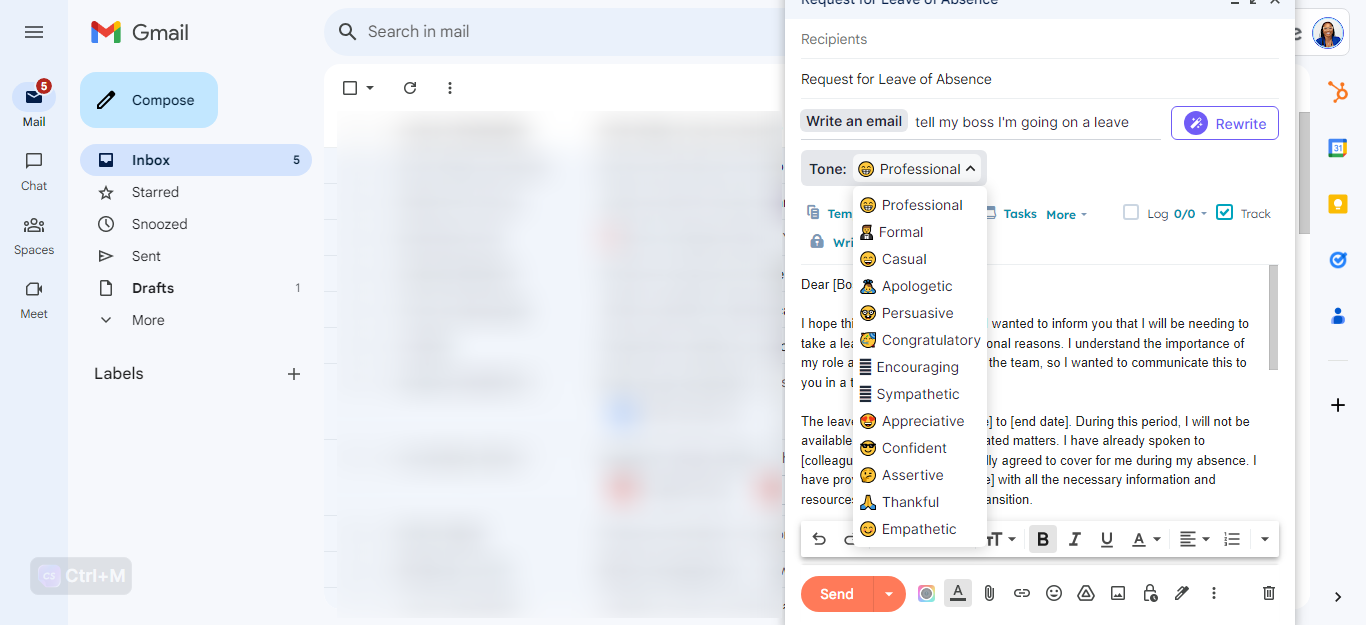 Chatsonic in Gmail via browser extension