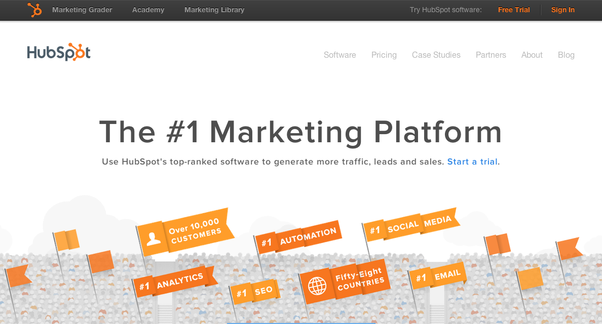 HubSpot provides an arsenal of inbound marketing tools for non-tech users, including a CMS, social media monitoring app, landing page creator, and sales tools.