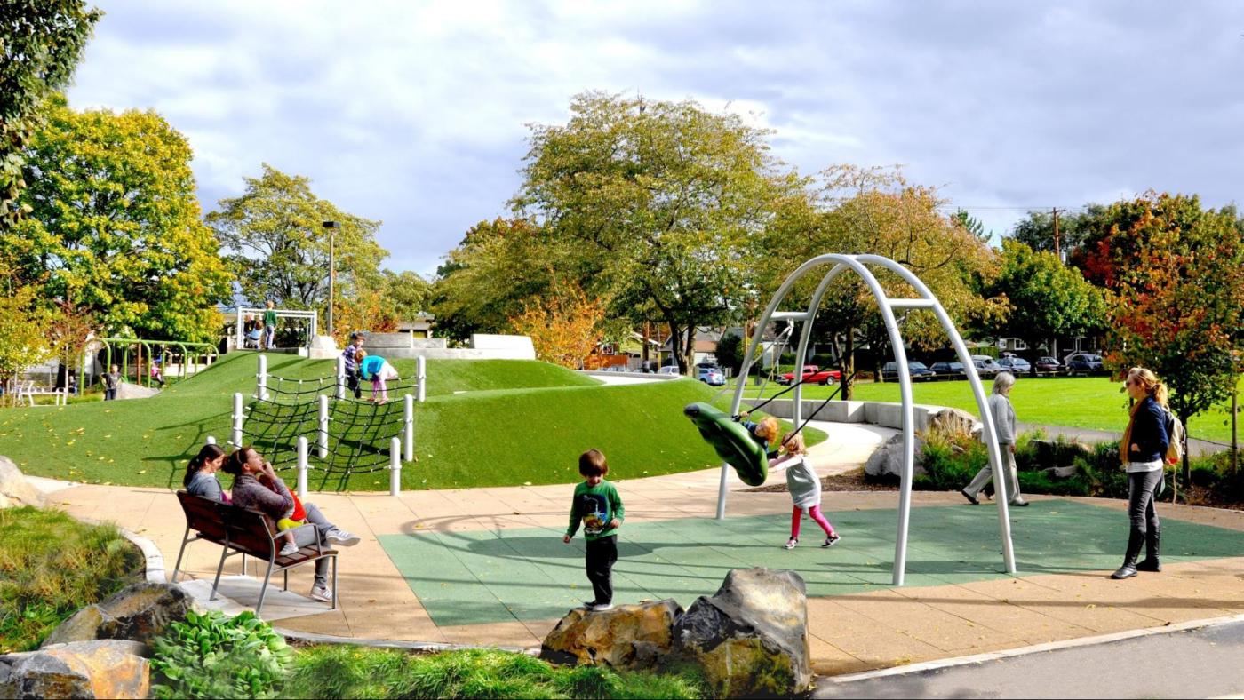 A photo of an accessible playground