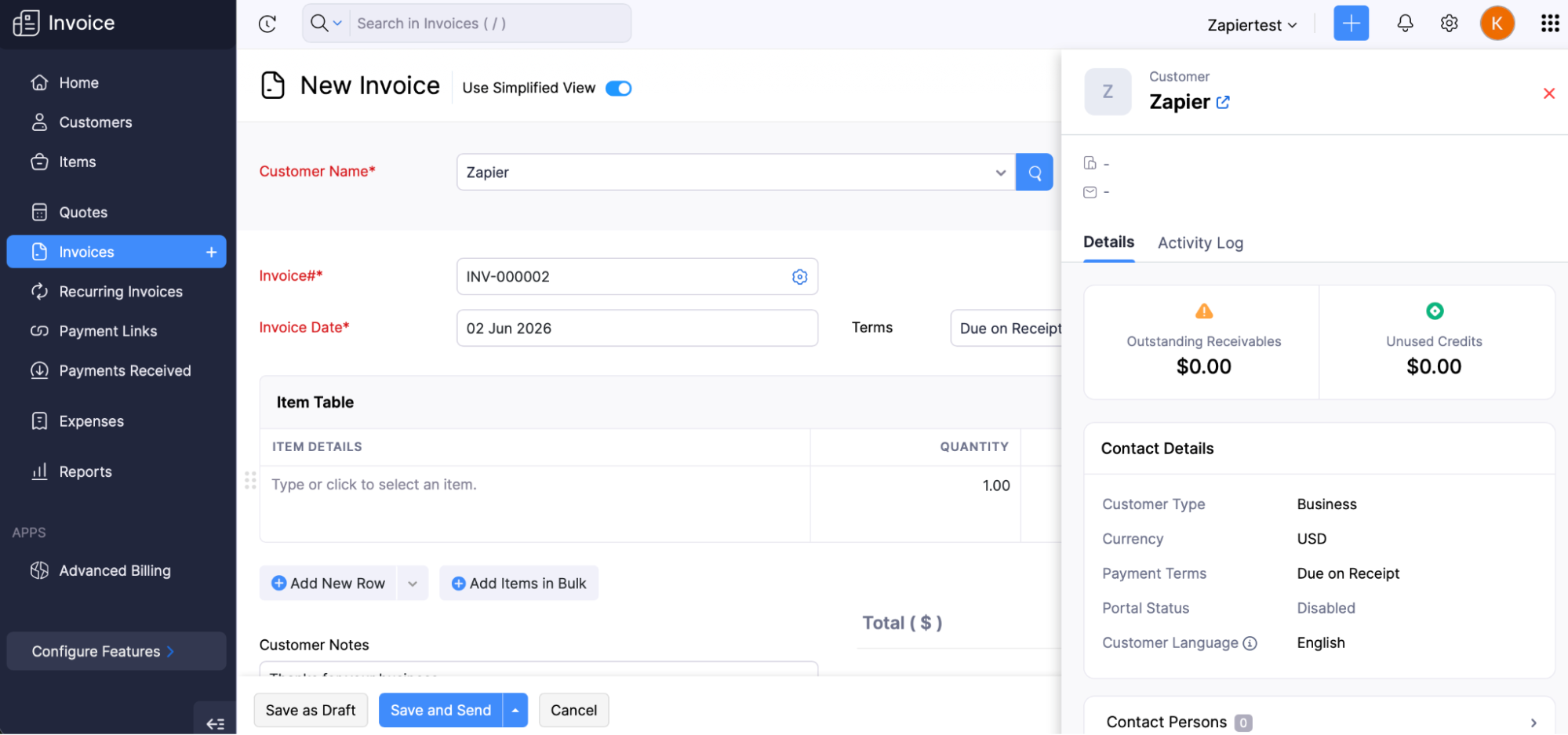 Zoho Invoice, our pick for the best free invoicing software with a mini-CRM