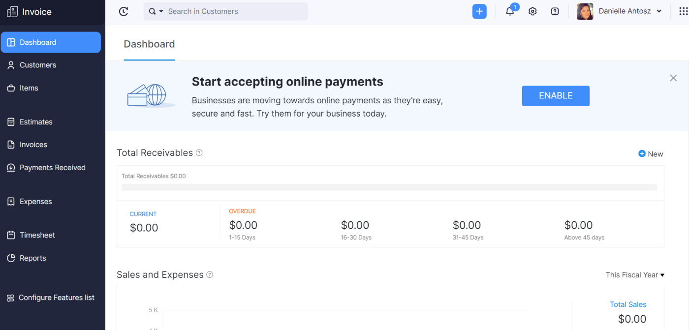 Zoho Invoice, our pick for the best free invoicing software with a mini-CRM