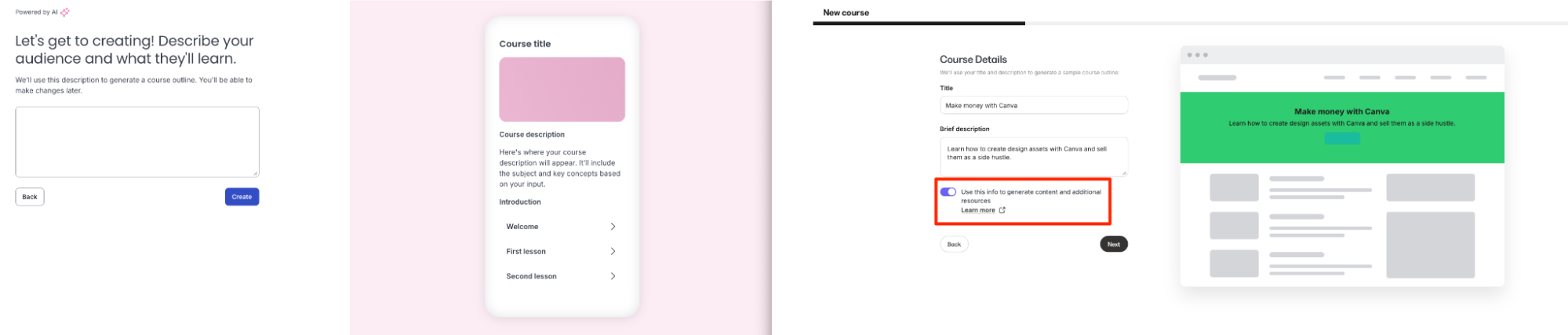 AI course creation in Thinkific and Kajabi