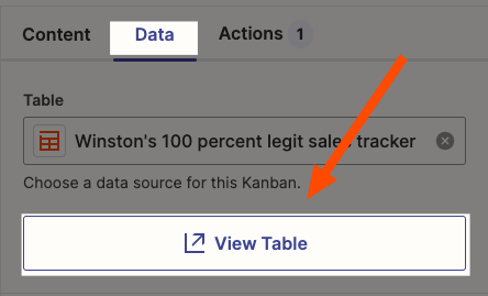 Click on View Table from the Data tab.