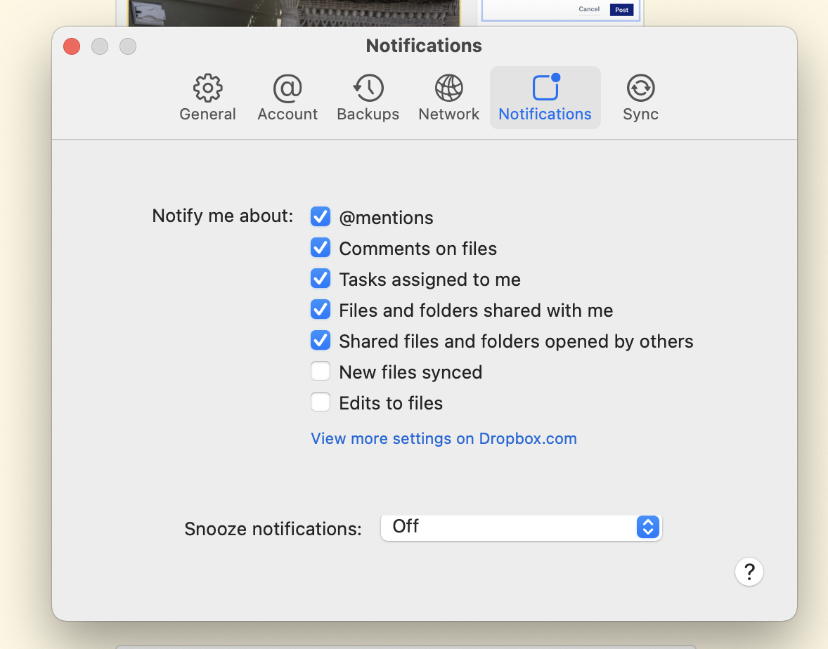 Dropbox desktop notifications
