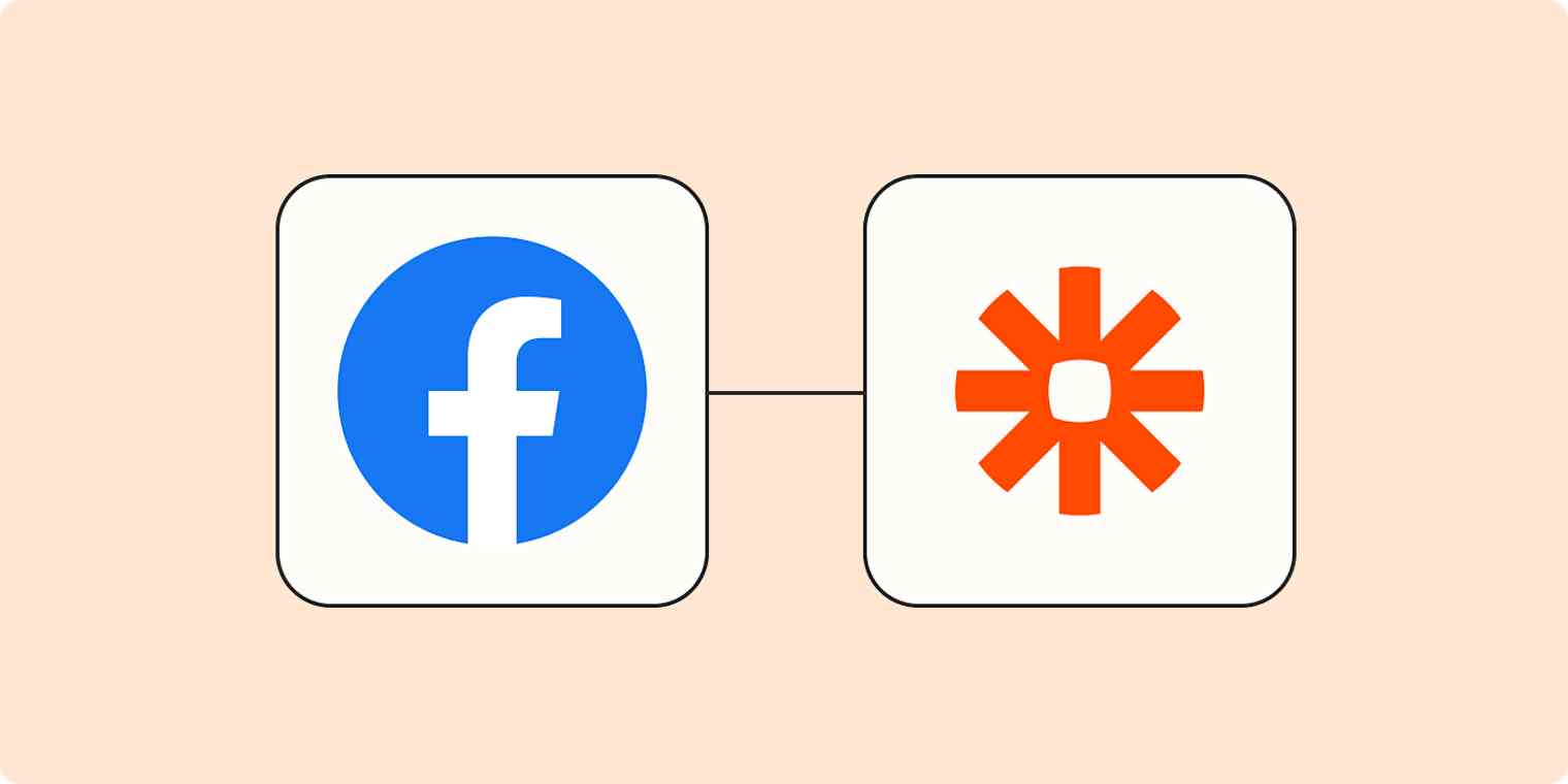 A hero image with the Facebook and Zapier logos.