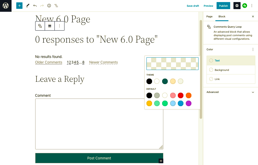 Comment Query Loop block in WordPress 6.0