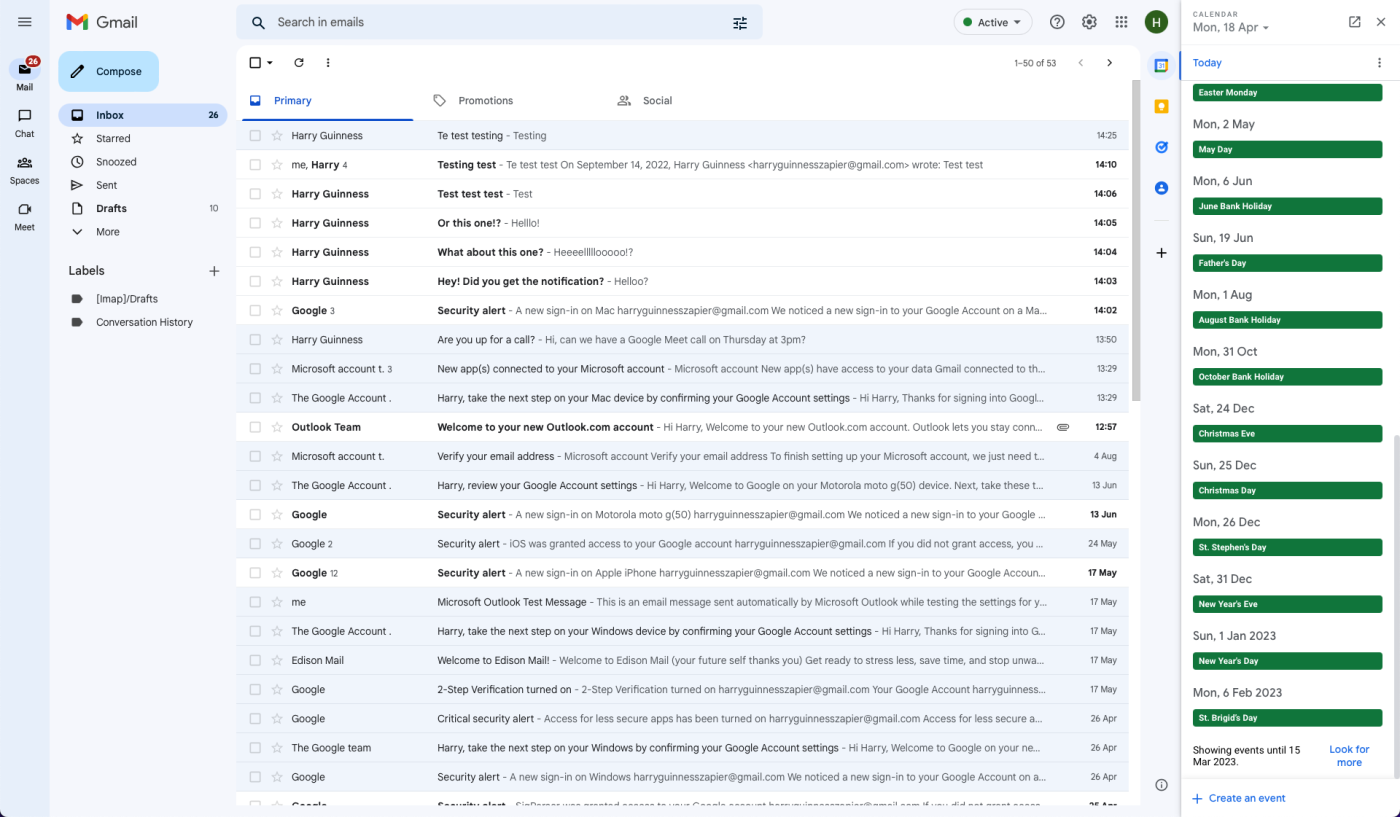 Gmail web app on a Mac