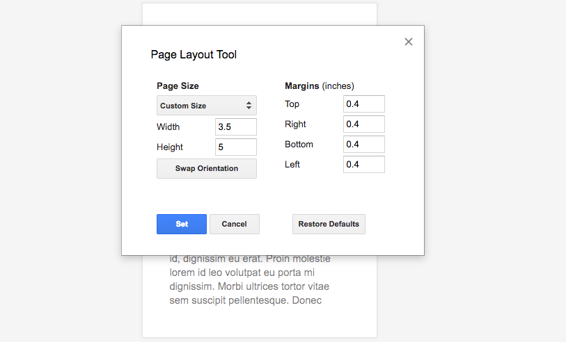 Page Layout Tool Google Docs