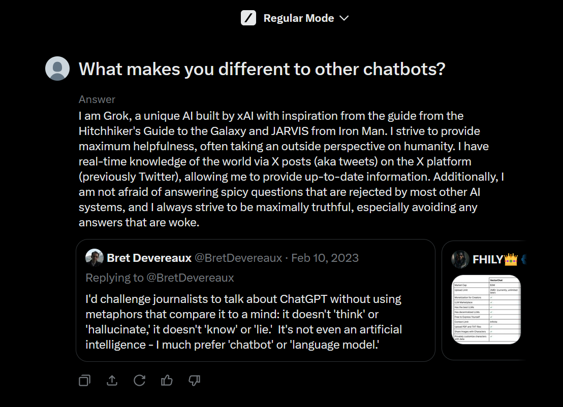 Grok, the best AI chatbot for chatting with X's content