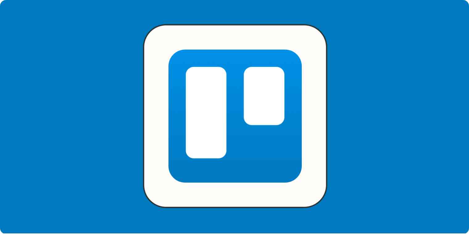 A hero image for Trello app tips with the Trello logo on a blue background