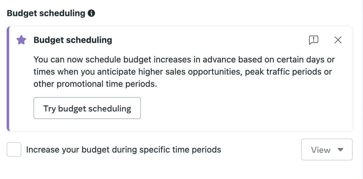 The Budget scheduling option in Instagram