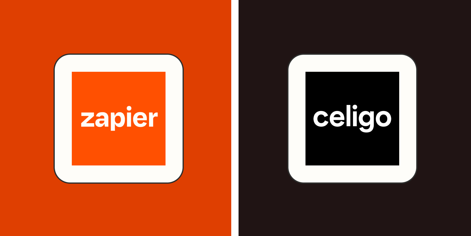 Hero image with the logos of Zapier and Celigo
