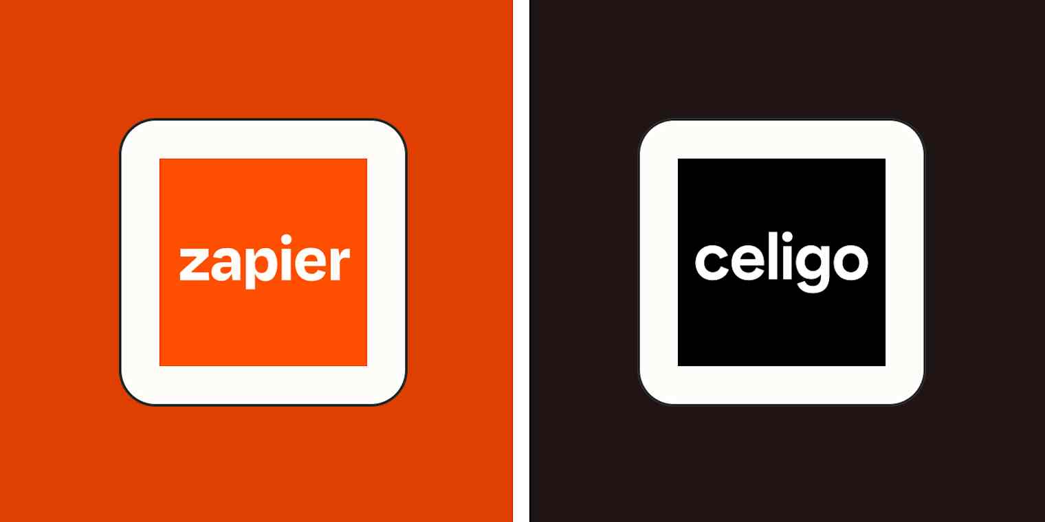 Hero image with the logos of Zapier and Celigo