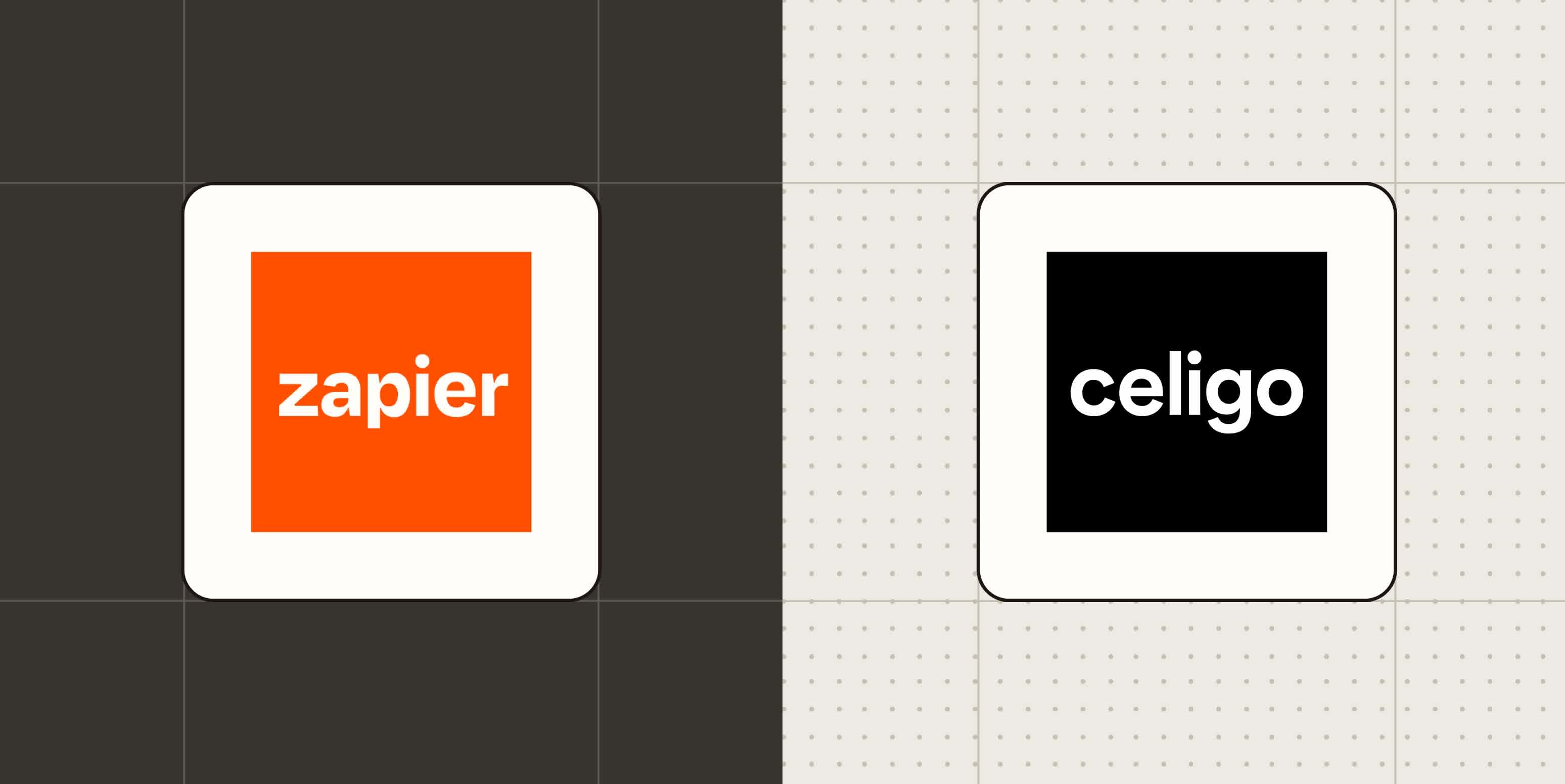 Hero image with the logos of Zapier and Celigo