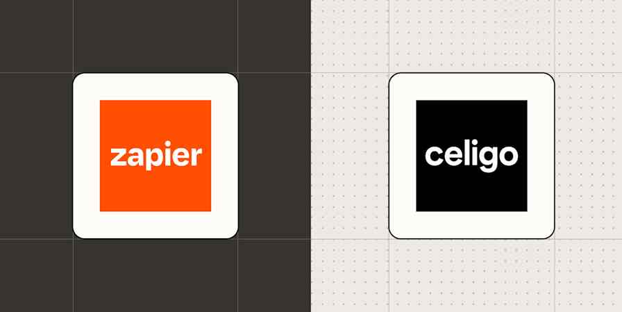 Hero image with the logos of Zapier and Celigo