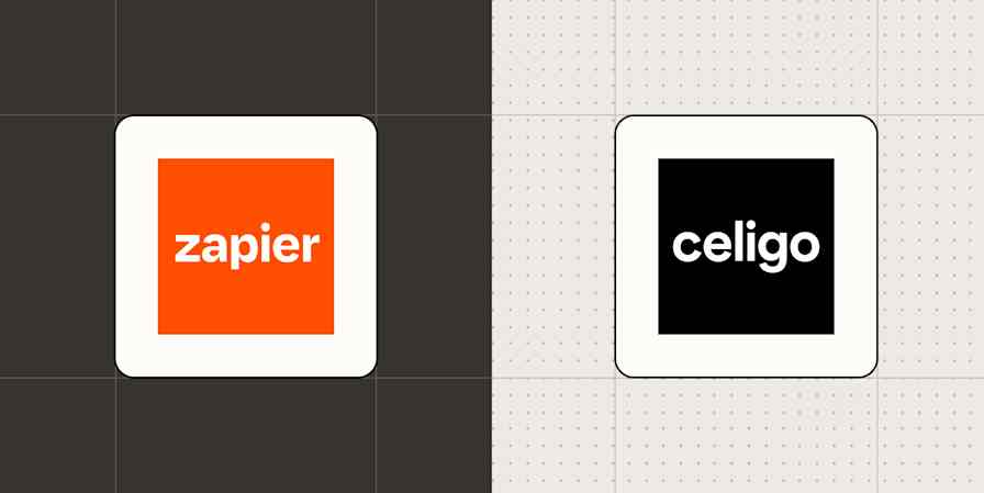 Hero image with the logos of Zapier and Celigo