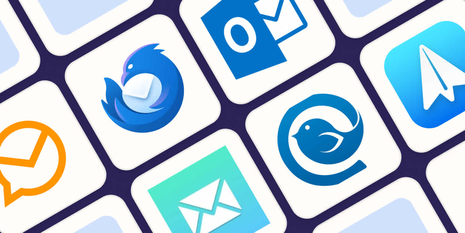 Hero image with the logos of the best Windows email clients
