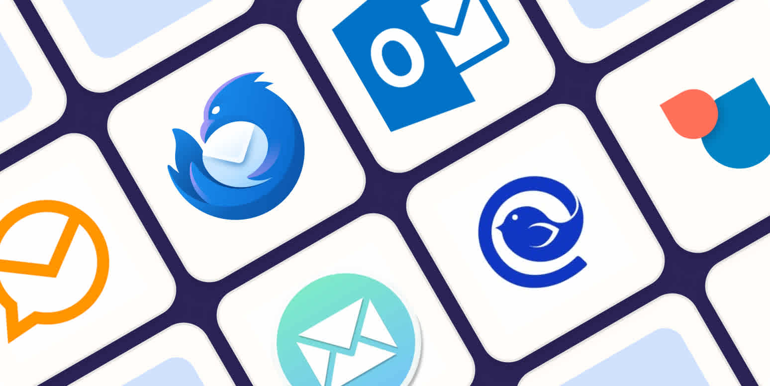 Hero image with the logos of the best email clients for Windows