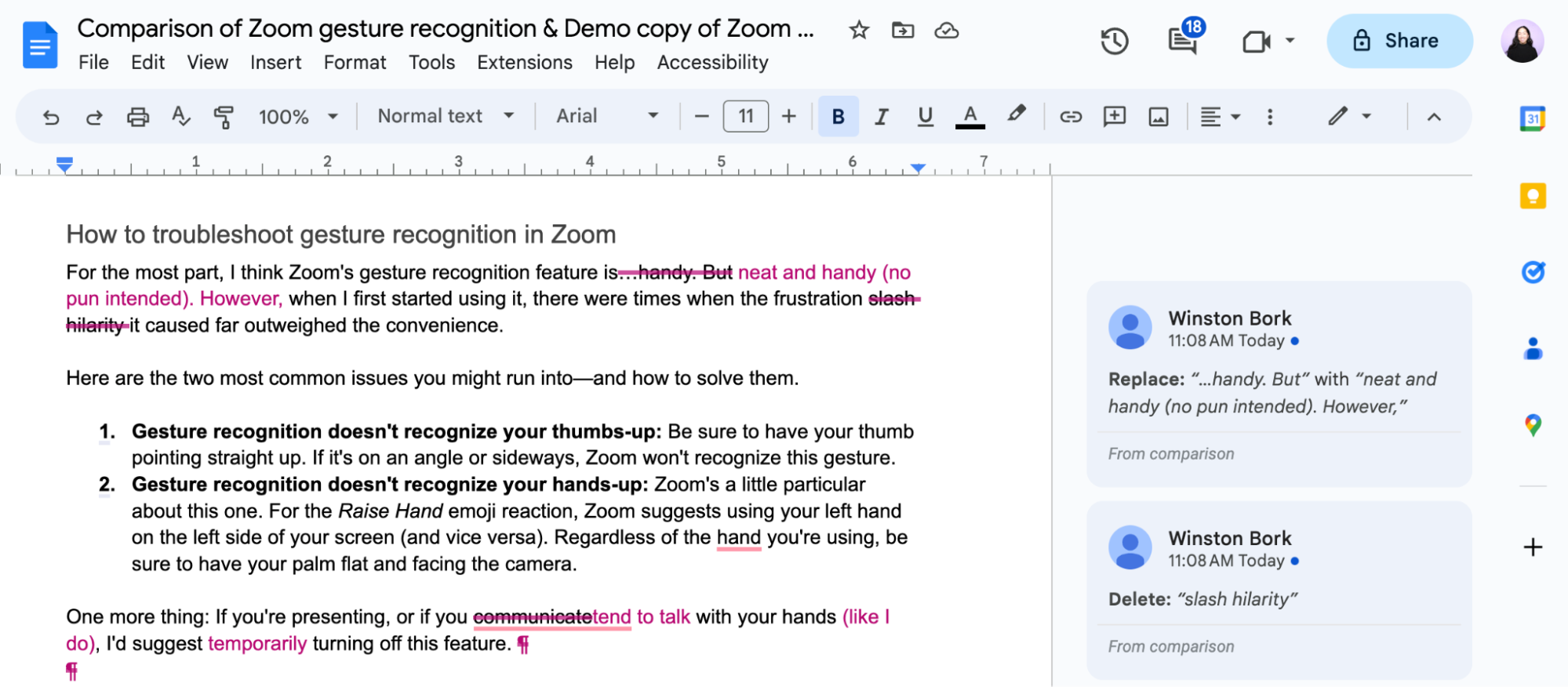 How to use Google Docs version history