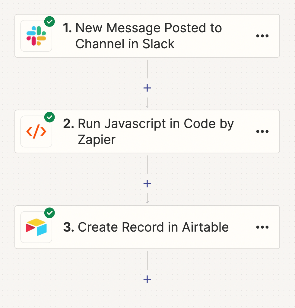 Screenshot of Zap using code steps