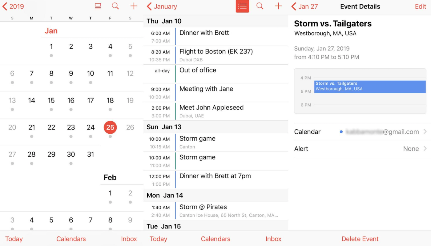 Apple Calendar interface