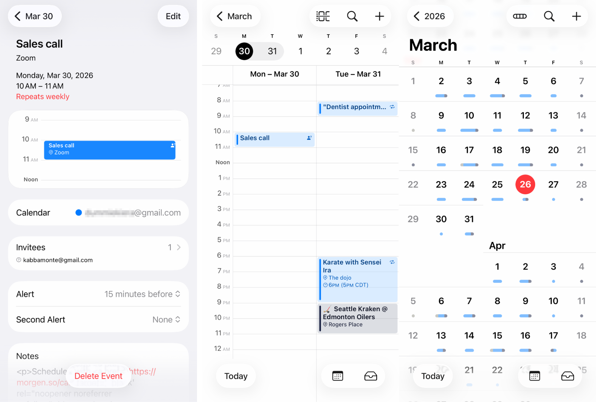 Apple Calendar, our pick for the best free calendar app for iPhone